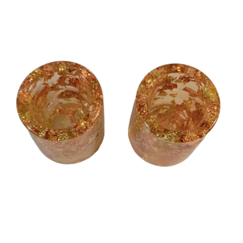 Vintage Lucite w Gold Fleck Set Of 2